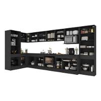Cozinha Modulada Completa Canto 409cm Com Rodapé E Balcão Para Cooktop Veneza Multimóveis Mp2304 Preto - 5