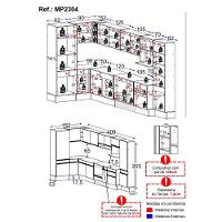 Cozinha Modulada Completa Canto 409cm Com Rodapé E Balcão Para Cooktop Veneza Multimóveis Mp2304 Branco