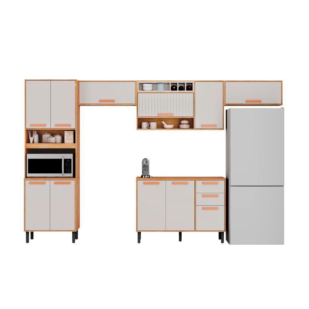 Cozinha Completa Em Mdp Nápoles Off White E Cinamomo 350cm Citatiaia - 1