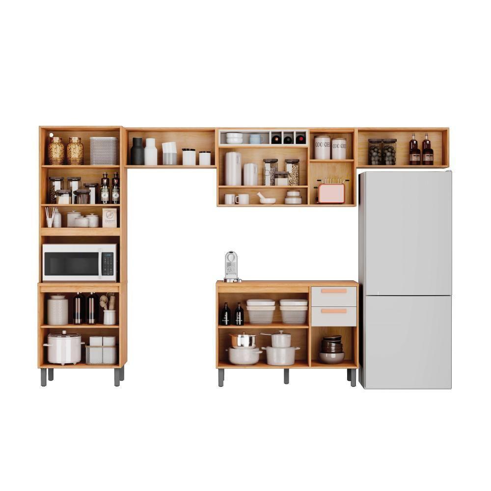 Cozinha Completa Em Mdp Nápoles Off White E Cinamomo 350cm Citatiaia - 2