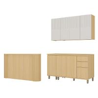 Cozinha Compacta 100% Mdf 5 Peças Tampo E Bancada 324cm Aura Carvalho Uv-cinza Cristal Pet - 2