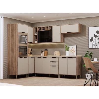 Cozinha Modulada Completa 7 Peças Com Espaço Para Forno E Mi Vanilla-beige