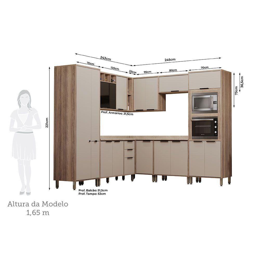 Cozinha Modulada Completa 8 Peças Com Espaço Para Forno E Mi Vanilla-beige - 2