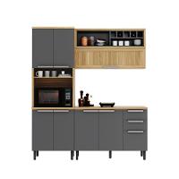 Cozinha Compacta Em Mdf New Porto Grafite 190cm Com Espaço Para Forno Itatiaia - 1