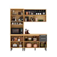 Cozinha Compacta Em Mdf New Porto Grafite 190cm Com Espaço Para Forno Itatiaia - 2