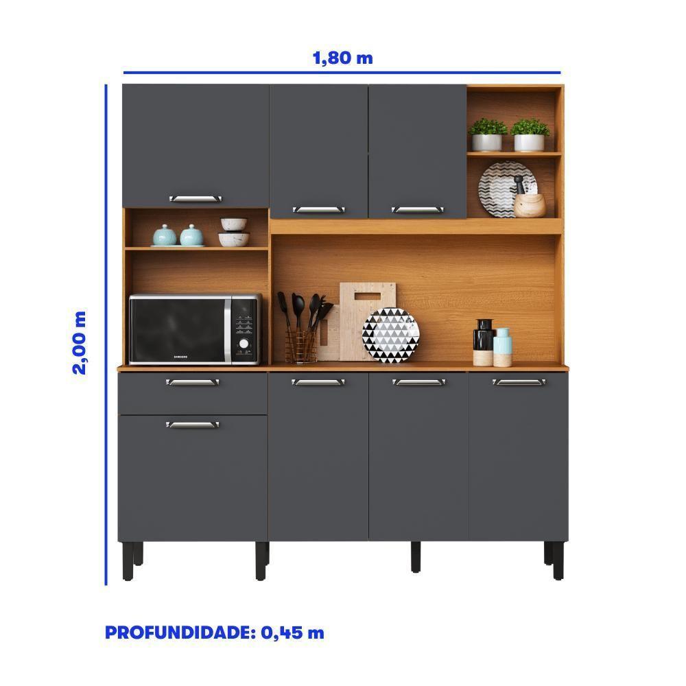 Cozinha Compacta Itatiaia Madri 180cm Em Madeira Cinamomo-grafite - 4