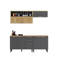 Cozinha Compacta Em Mdf New Porto Grafite 200cm Itatiaia - 1