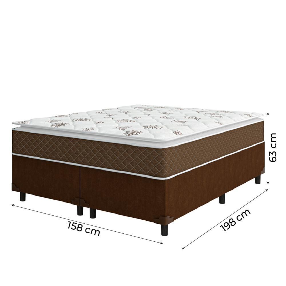 Cama Box Casal Queen Colchão Molas Ensacadas Pillow Top Martino 158X198X63Cm Marrom/Branco - 5