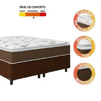 Cama Box Casal Queen Colchão Molas Ensacadas Pillow Top Martino 158X198X63Cm Marrom/Branco - 3