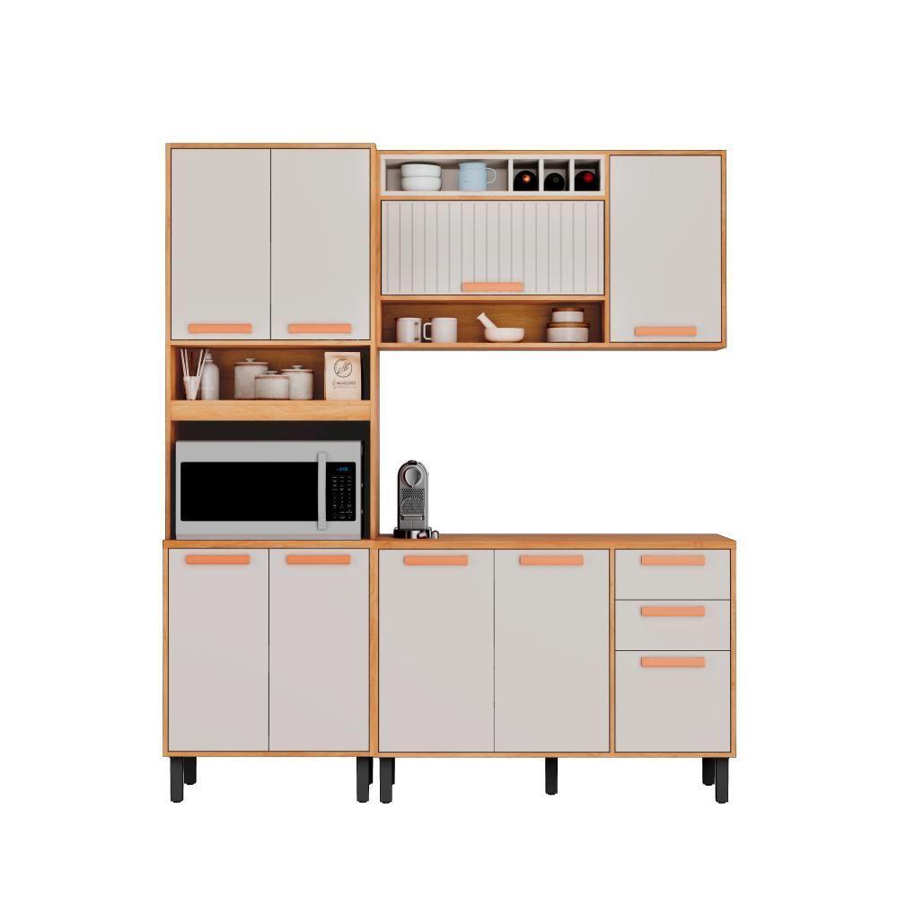 Cozinha Compacta 190cm Em Mdp Nápoles Off White Com Espaço Para Forno Itatiaia - 1