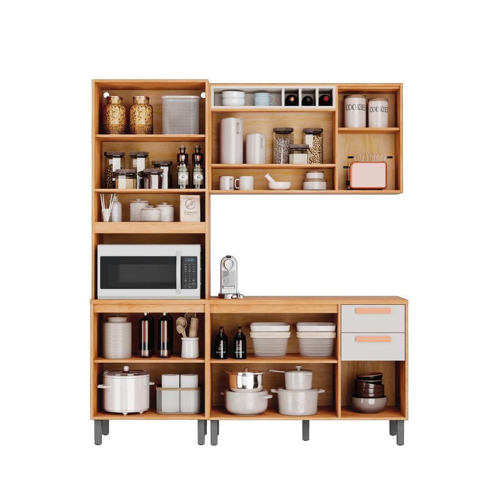 Cozinha Compacta 190cm Em Mdp Nápoles Off White Com Espaço Para Forno Itatiaia - 2