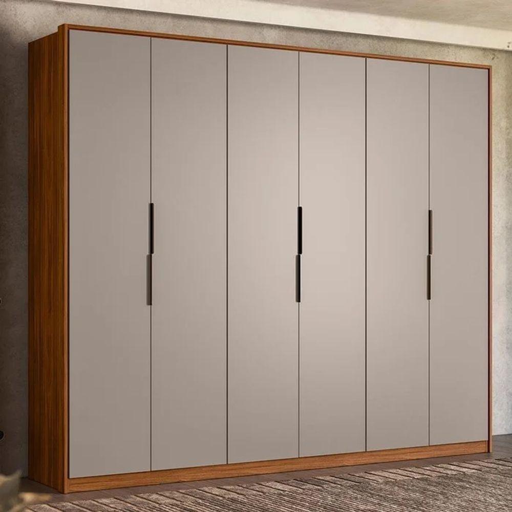 Guarda Roupa Casal 6 Portas E 6 Gavetas Atrice - Élpis Móveis Nogueira Touch-nude Prime Tx - 1