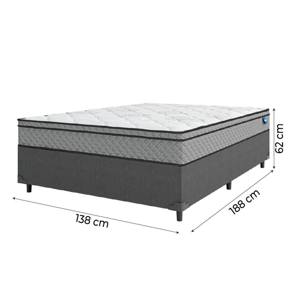 Cama Box Casal Colchão Molas Ensacadas Mirage 138X188X62Cm Cinza/Branco - 5