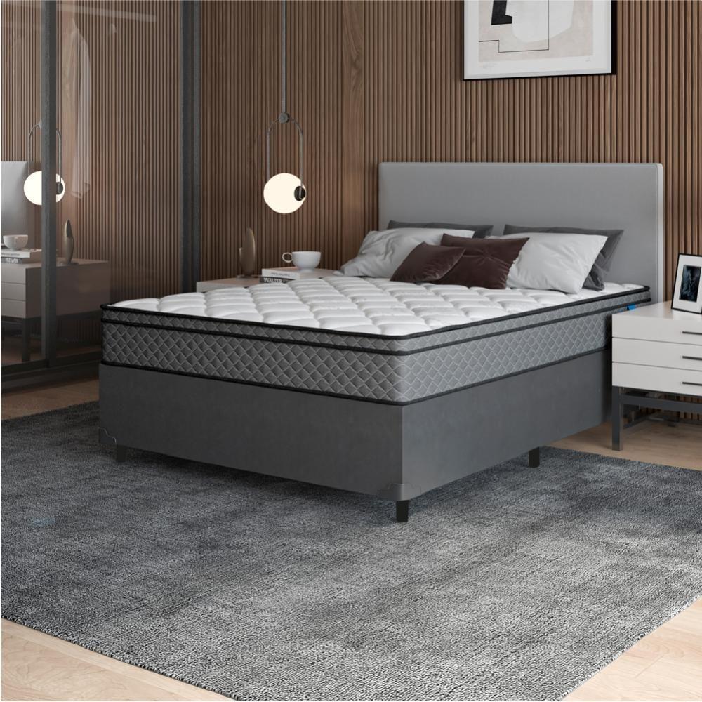 Cama Box Casal Colchão Molas Ensacadas Mirage 138X188X62Cm Cinza/Branco - 6