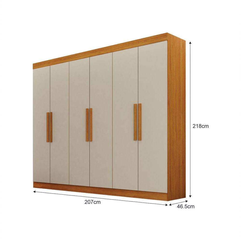 Guarda Roupa Casal 6 Portas 4 Gavetas Canadá S/ Espelho Com Pés - Leifer Móveis Cinamomo/off White - 2