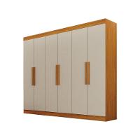 Guarda Roupa Casal 6 Portas 4 Gavetas Canadá S/ Espelho Com Pés - Leifer Móveis Cinamomo/off White - 1