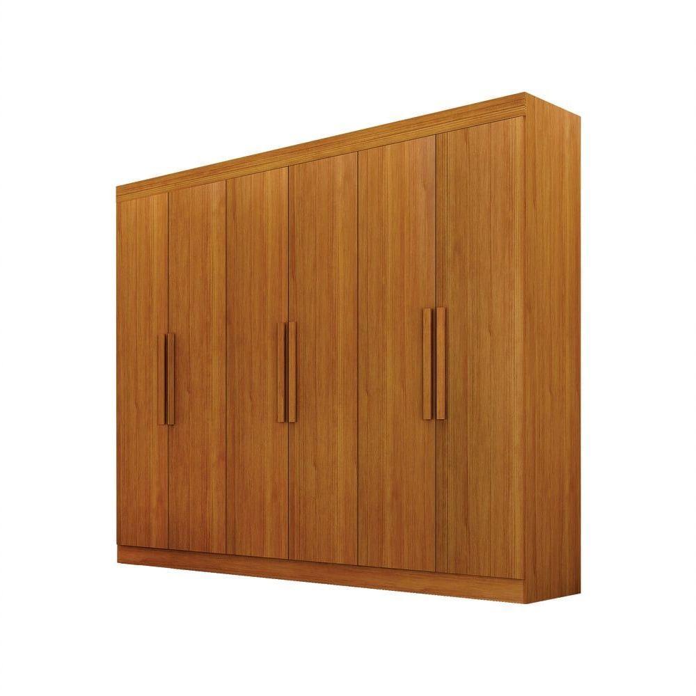 Guarda Roupa Casal 6 Portas 4 Gavetas Canadá S/ Espelho Com Pés - Leifer Móveis Cinamomo - 1