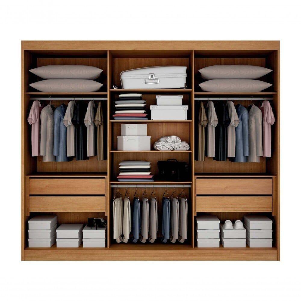 Guarda Roupa Casal 6 Portas 4 Gavetas Canadá S/ Espelho Com Pés - Leifer Móveis Cinamomo - 3