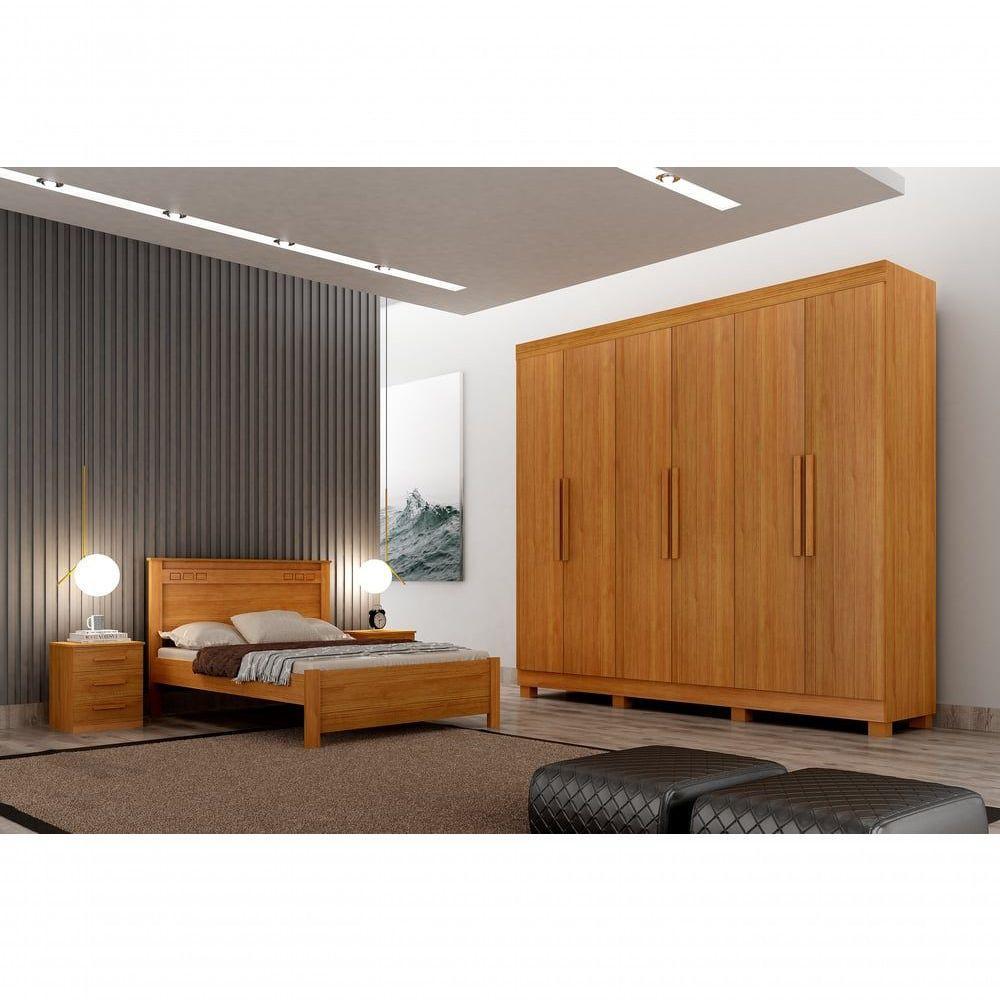 Guarda Roupa Casal 6 Portas 4 Gavetas Canadá S/ Espelho Com Pés - Leifer Móveis Cinamomo - 4