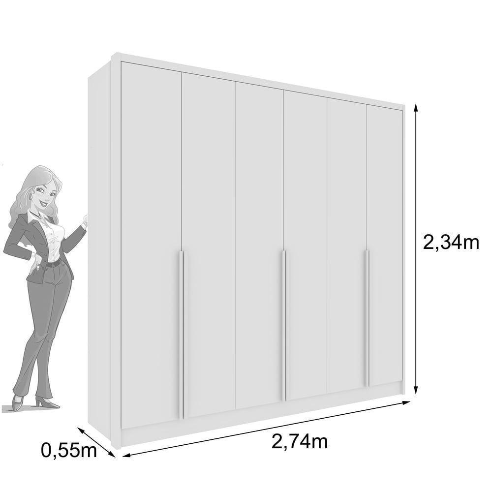 Guarda Roupa Casal 6 Portas 6 Gavetas 100% Mdf Fortuna S/ Espelho S/ Pés - Tcil Neve - 3