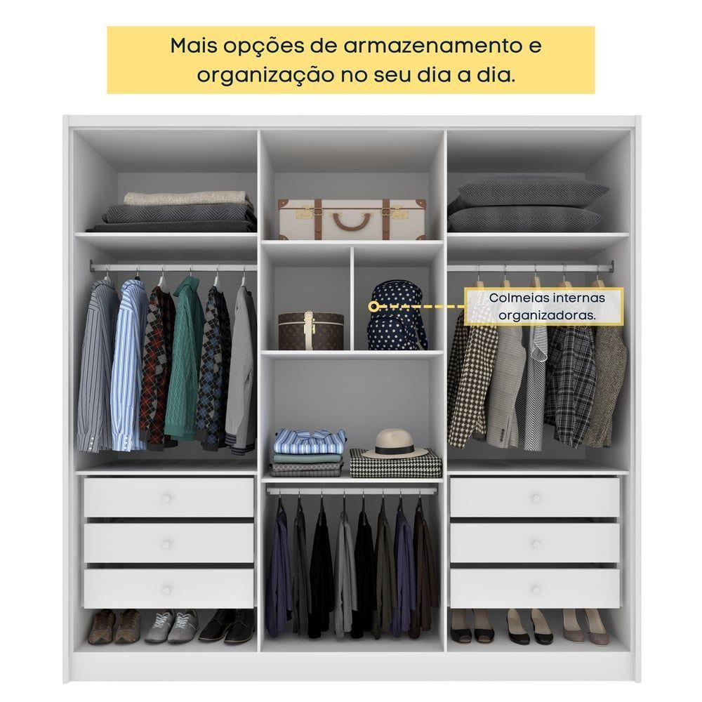 Guarda Roupa Casal 6 Portas 6 Gavetas 100% Mdf Fortuna S/ Espelho S/ Pés - Tcil Neve - 6