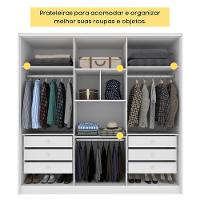 Guarda Roupa Casal 6 Portas 6 Gavetas 100% Mdf Fortuna S/ Espelho S/ Pés - Tcil Neve - 5