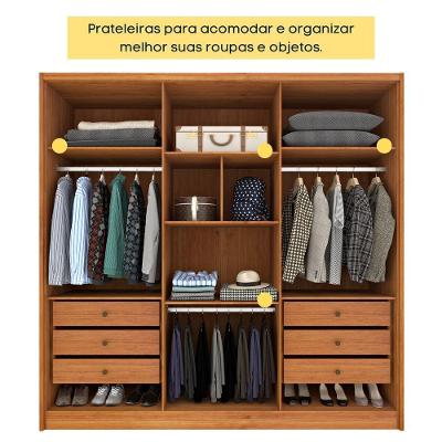 Guarda Roupa Casal Fortuna 6 Portas Bater 6 Gavetas Cinamomo-off White MDF Tcil Móveis