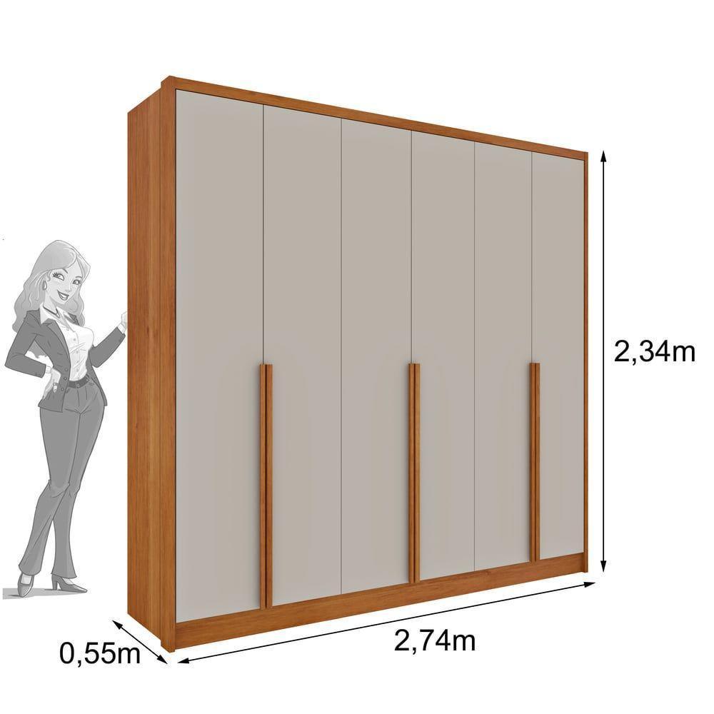 Guarda Roupa Casal 6 Portas 6 Gavetas 100% Mdf Fortuna S/ Espelho S/ Pés - Tcil Cinamomo/off White - 3