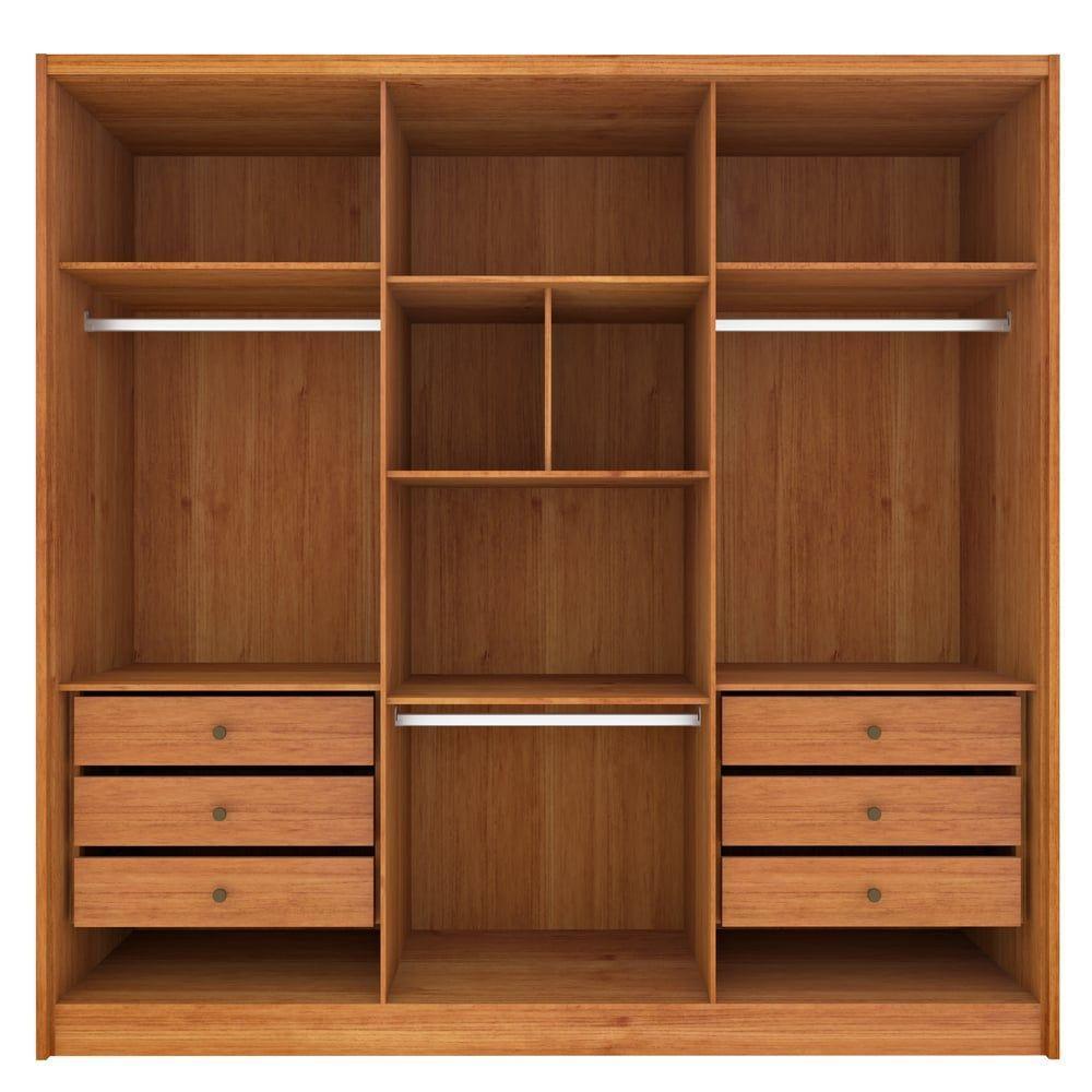 Guarda Roupa Casal 6 Portas 6 Gavetas 100% Mdf Fortuna S/ Espelho S/ Pés - Tcil Cinamomo/off White - 4