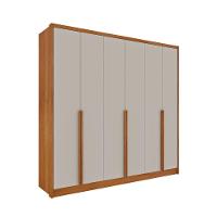 Guarda Roupa Casal 6 Portas 6 Gavetas 100% Mdf Fortuna S/ Espelho S/ Pés - Tcil Cinamomo/off White - 1