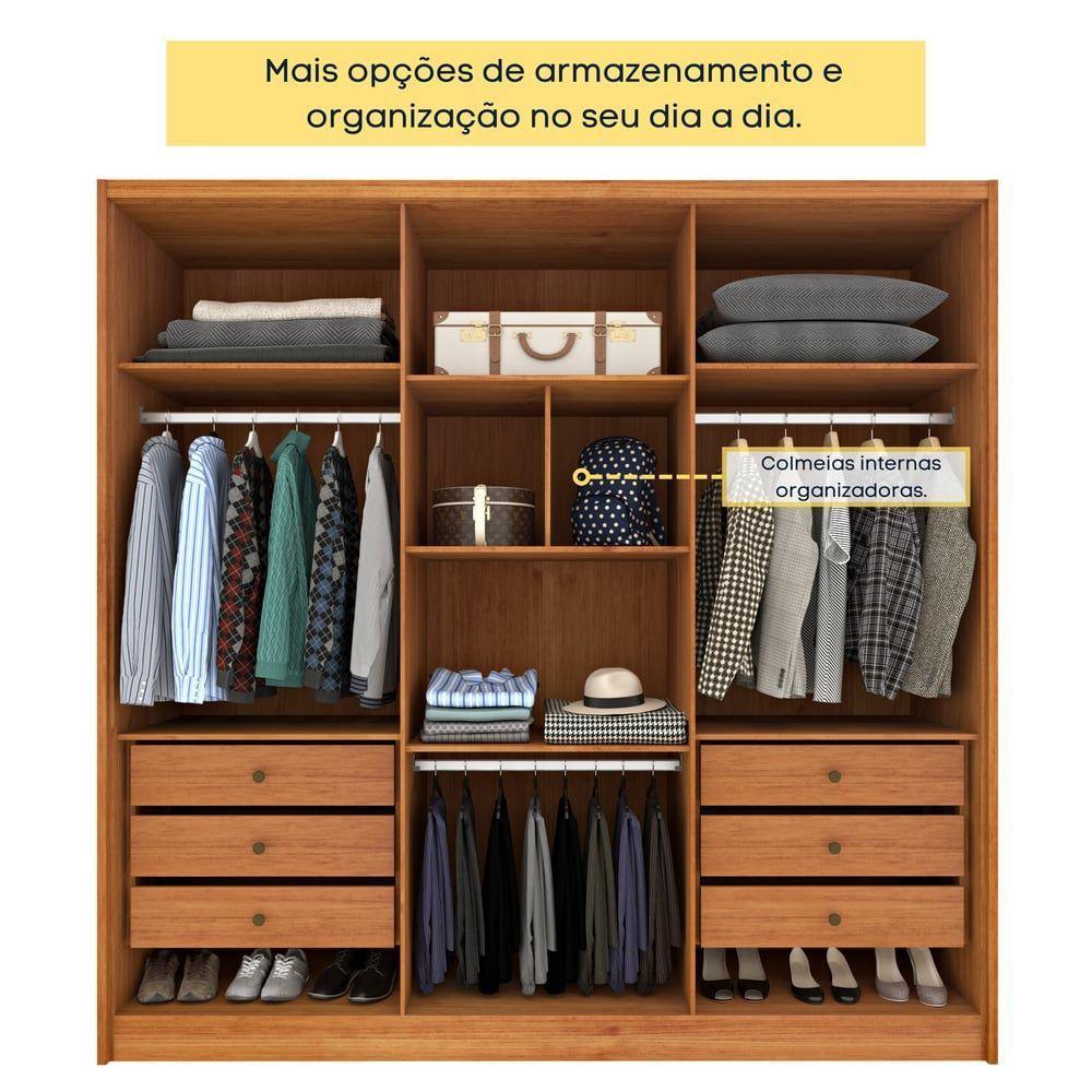Guarda Roupa Casal 6 Portas 6 Gavetas 100% Mdf Fortuna S/ Espelho S/ Pés - Tcil Cinamomo - 6