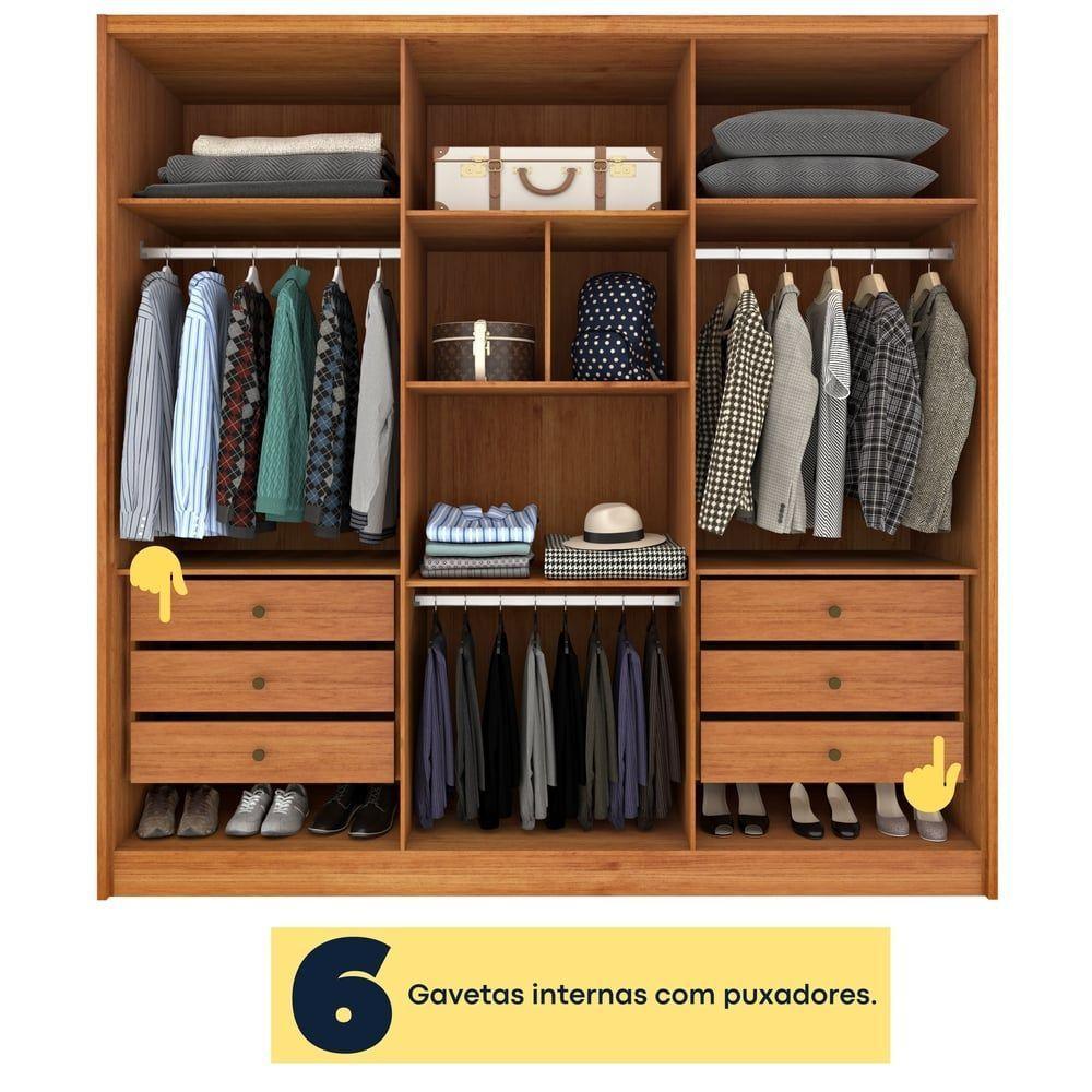 Guarda Roupa Casal 6 Portas 6 Gavetas 100% Mdf Fortuna S/ Espelho S/ Pés - Tcil Cinamomo - 9