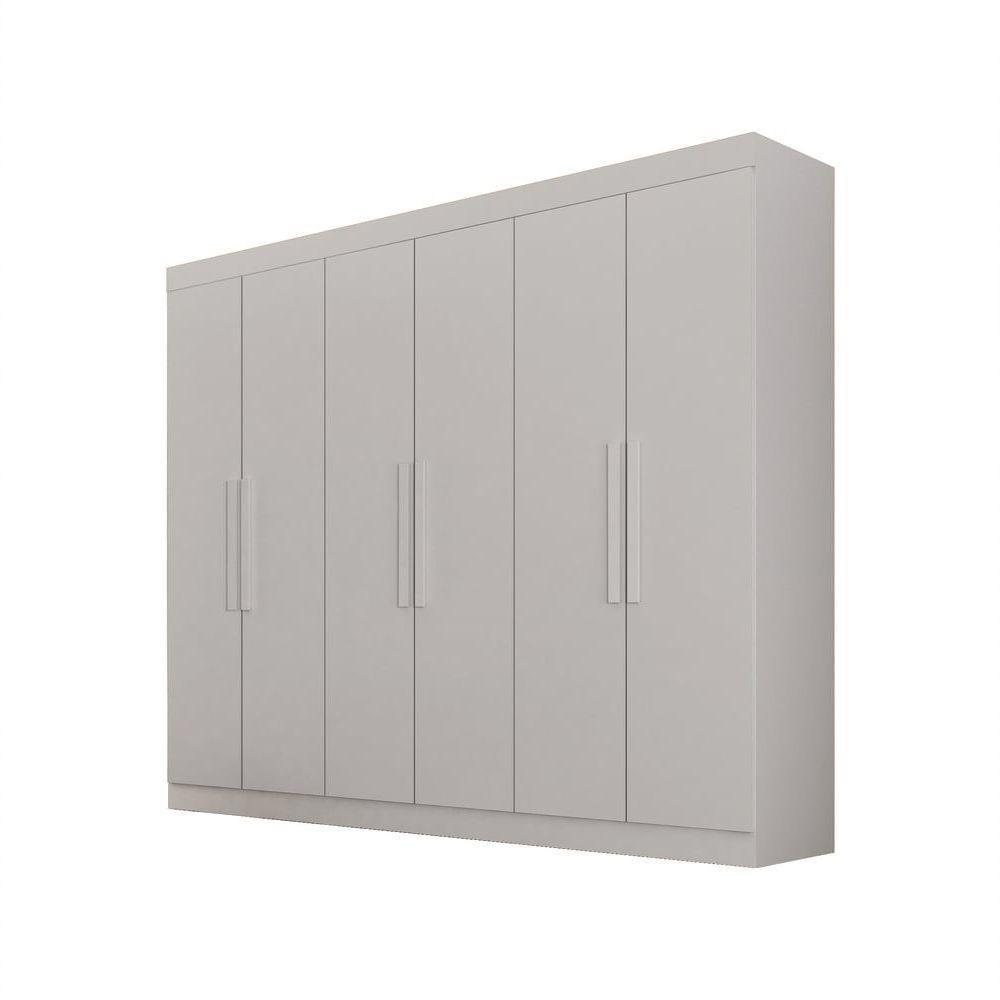 Guarda Roupa Casal 6 Portas 4 Gavetas Canadá S/ Espelho Com Pés - Leifer Móveis Branco - 1