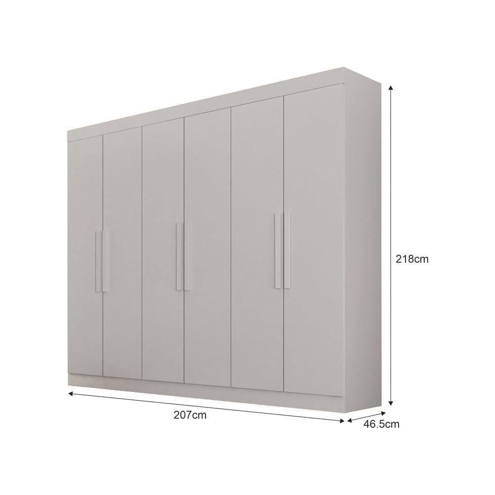 Guarda Roupa Casal 6 Portas 4 Gavetas Canadá S/ Espelho Com Pés - Leifer Móveis Branco - 2