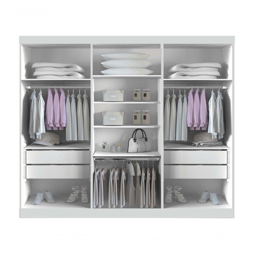 Guarda Roupa Casal 6 Portas 4 Gavetas Canadá S/ Espelho Com Pés - Leifer Móveis Branco - 3