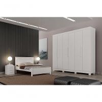 Guarda Roupa Casal 6 Portas 4 Gavetas Canadá S/ Espelho Com Pés - Leifer Móveis Branco - 4