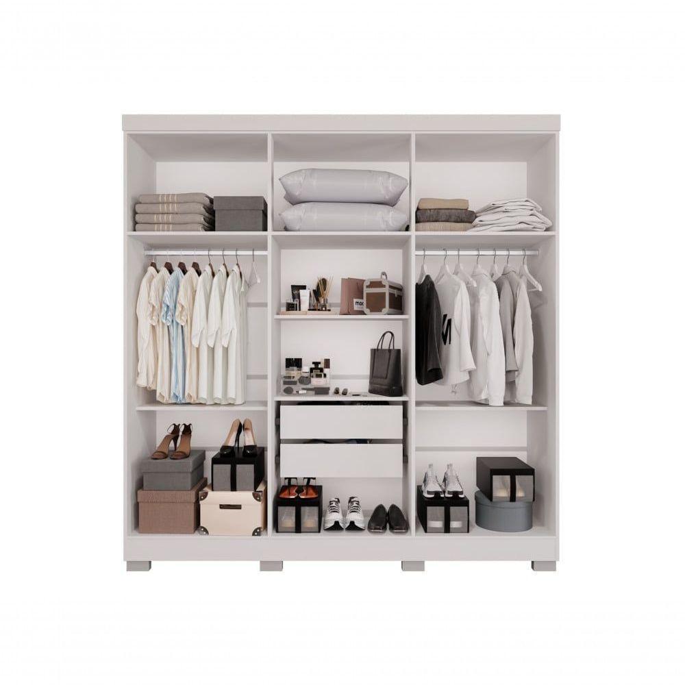 Guarda Roupa Casal 6 Portas Recife Com Espelho Salleto Branco - 2