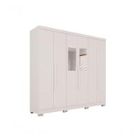 Guarda Roupa Casal 6 Portas Recife Com Espelho Salleto Branco - 1