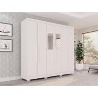 Guarda Roupa Casal 6 Portas Recife Com Espelho Salleto Branco - 8