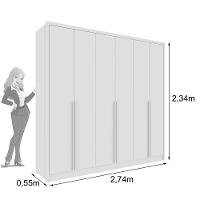 Guarda Roupa Casal 6 Portas 6 Gavetas 100% Mdf Fortuna S/ Espelho S/ Pés - Tcil Neve - 3