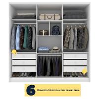 Guarda Roupa Casal 6 Portas 6 Gavetas 100% Mdf Fortuna S/ Espelho S/ Pés - Tcil Neve - 9