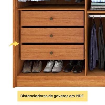 Guarda Roupa Casal Fortuna 6 Portas de Bater 6 Gavetas Cinamomo 100% MDF