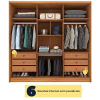 Guarda Roupa Casal 6 Portas 6 Gavetas 100% Mdf Fortuna S/ Espelho S/ Pés - Tcil Cinamomo