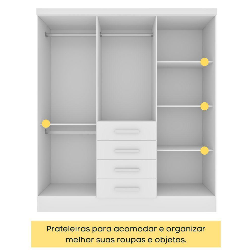 Guarda Roupa Casal 6 Portas 4 Gavetas Arizona S/ Espeho S/ Pés - Tcil Neve - 5