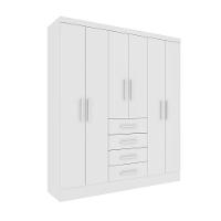 Guarda Roupa Casal 6 Portas 4 Gavetas Arizona S/ Espeho S/ Pés - Tcil Neve - 1