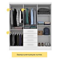 Guarda Roupa Casal 6 Portas 4 Gavetas Arizona S/ Espeho S/ Pés - Tcil Neve