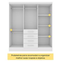 Guarda Roupa Casal 6 Portas 4 Gavetas Arizona S/ Espeho S/ Pés - Tcil Neve - 5