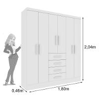 Guarda Roupa Casal 6 Portas 4 Gavetas Arizona S/ Espeho S/ Pés - Tcil Neve