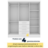 Guarda Roupa Casal 6 Portas 4 Gavetas Arizona S/ Espeho S/ Pés - Tcil Neve - 8