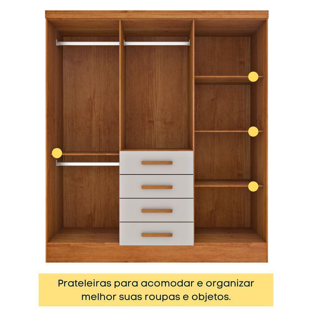 Guarda Roupa Casal 6 Portas 4 Gavetas Arizona S/ Espeho S/ Pés - Tcil Cinamomo/off White - 4